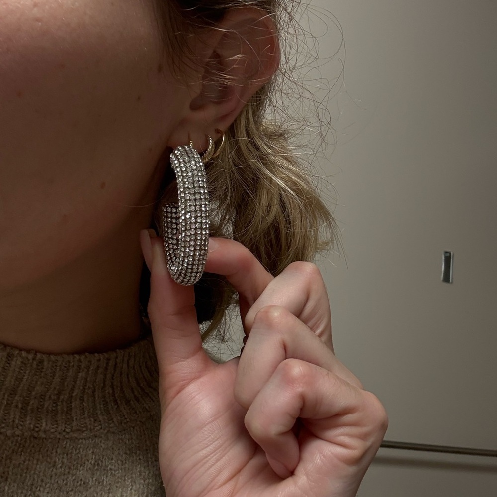 J. Crew Silver Crystal Earrings - Picture 6 of 6